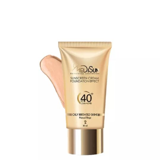 ضد آفتاب کرم پودری رنگی تیوپی مدیسان با +SPF40 مخصوص پوست های چرب و آکنه ای حجم 30 میل - بژ طبیعی