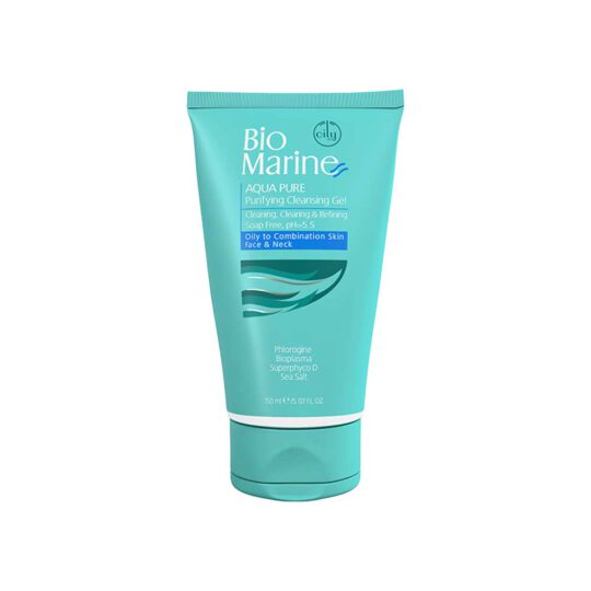 ژل شستشوی صورت بایومارین مدل Aqua pure مناسب پوست های چرب و جوش دار حجم 150 میل