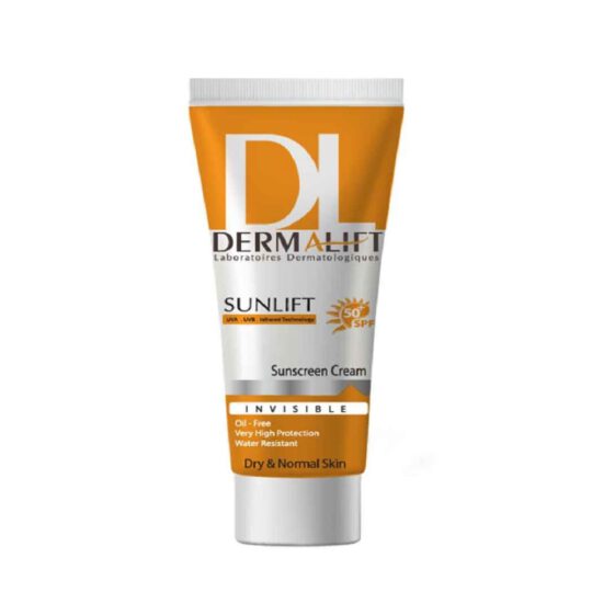 کرم ضد آفتاب بی رنگ مناسب پوست خشک spf50 حجم 40میل درمالیفت