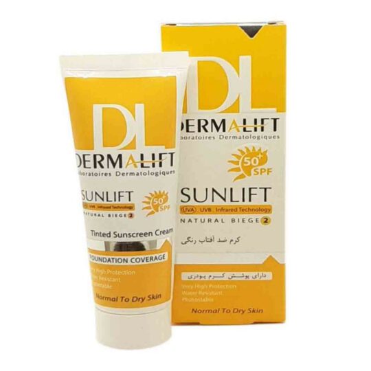 کرم ضد آفتاب رنگی شماره مناسب پوست خشک spf50 حجم 40میل درمالیفت